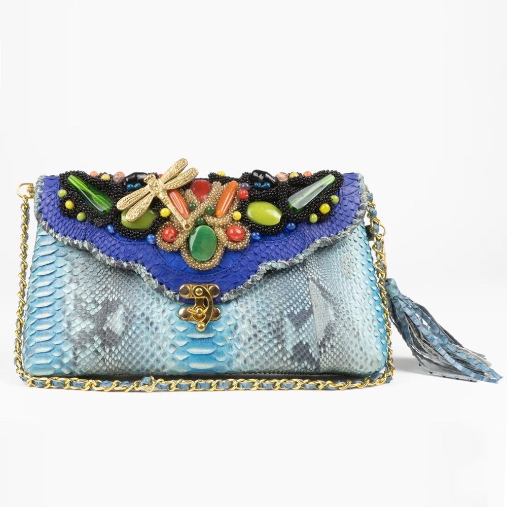 267. NWT WOMENS SHERRILL & BROTHERS PEARL GENUINE PYTHON SHOULDER BAG